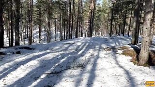 Real Sex in Winter Snowy Forest with Cum in Pussy - Creampie